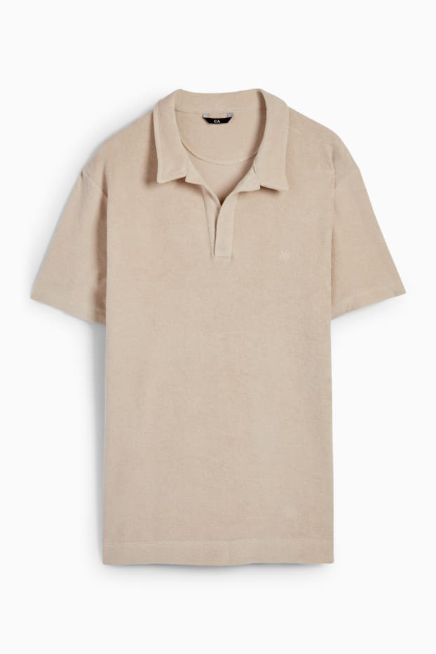 Men - Terry cloth polo shirt - beige