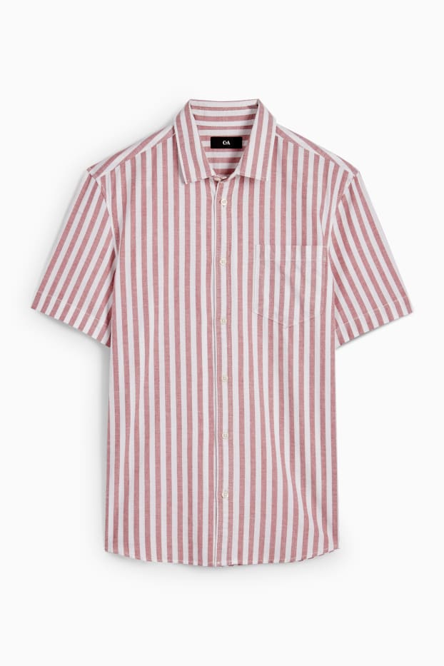 Men - Shirt - regular fit - Kent collar - striped - red