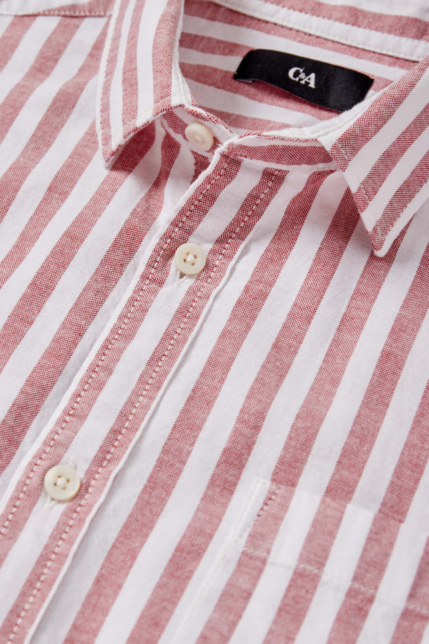 Men - Shirt - regular fit - Kent collar - striped - red