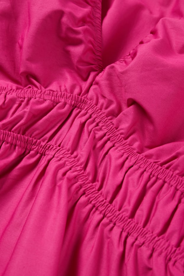 Damen - A-Linien Kleid mit V-Ausschnitt - dunkelrosa