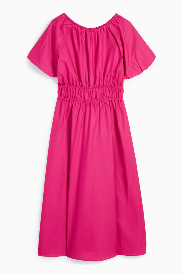 Damen - A-Linien Kleid mit V-Ausschnitt - dunkelrosa