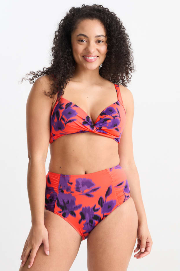 Mujer - Braguita de bikini - high waist - LYCRA® XTRA LIFE™ - de flores - naranja