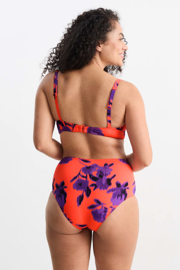 Mujer - Braguita de bikini - high waist - LYCRA® XTRA LIFE™ - de flores - naranja