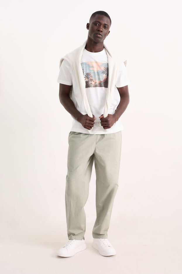 Pánské - Kalhoty chino - tapered fit - šedá