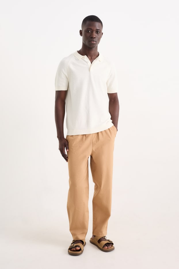 Pánské - Kalhoty chino - tapered fit - béžová