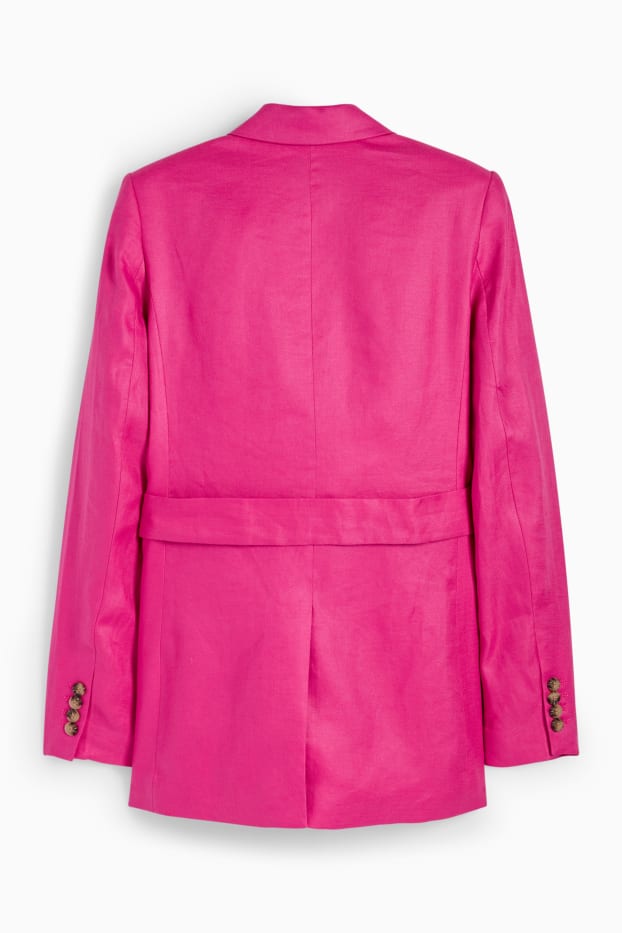 Femmes - Longblazer de bureau en lin - regular fit - rose