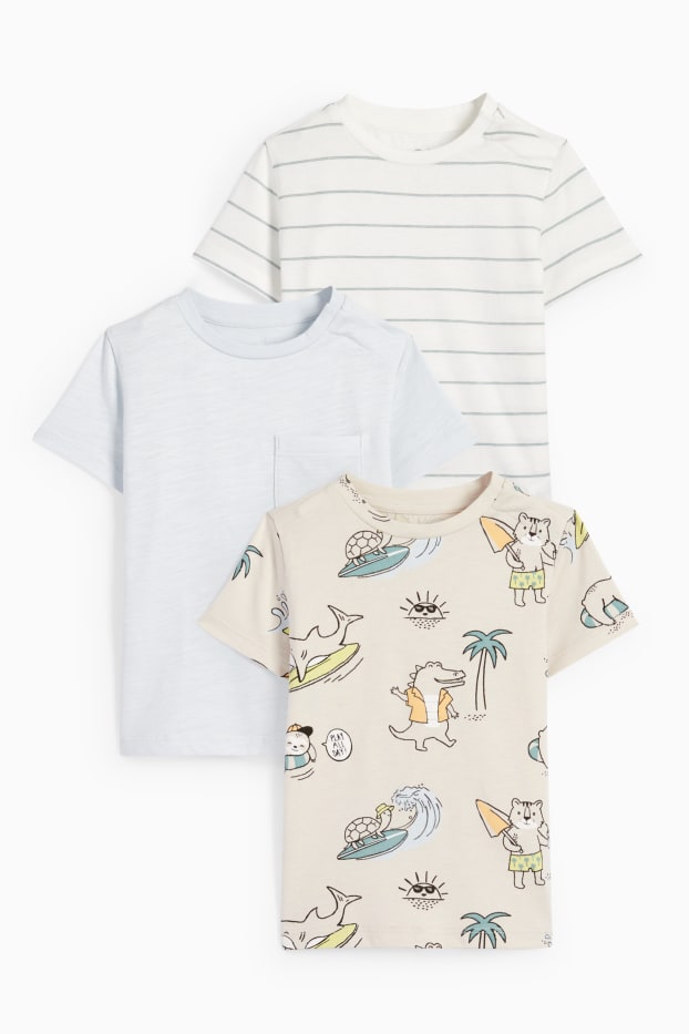 Bebeluși - băieți - Multipack 3 buc. - vară - tricou cu mânecă scurtă bebeluși - bej deschis
