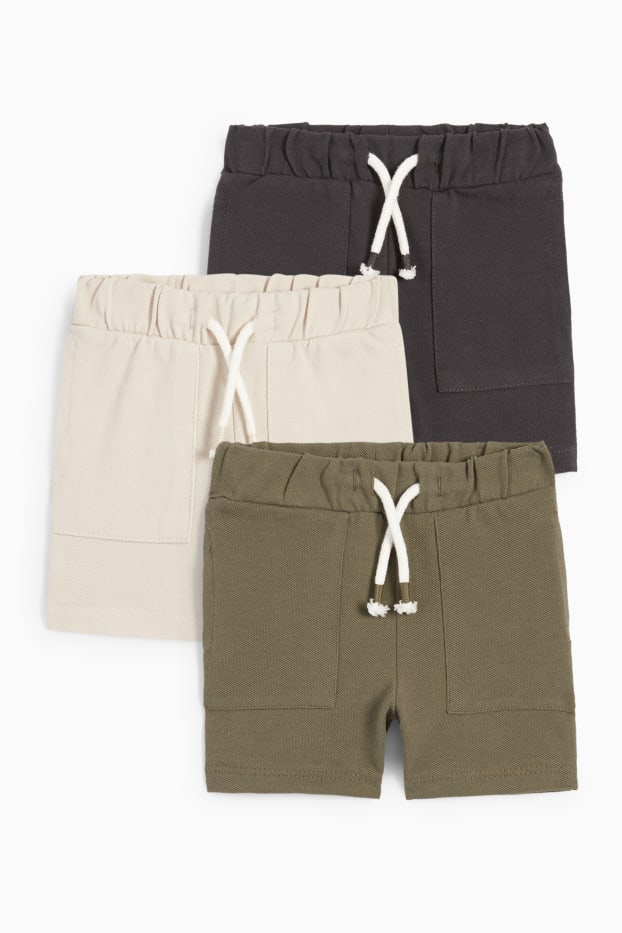 Bébés garçons - Lot de 3 - shorts bébé - vert foncé