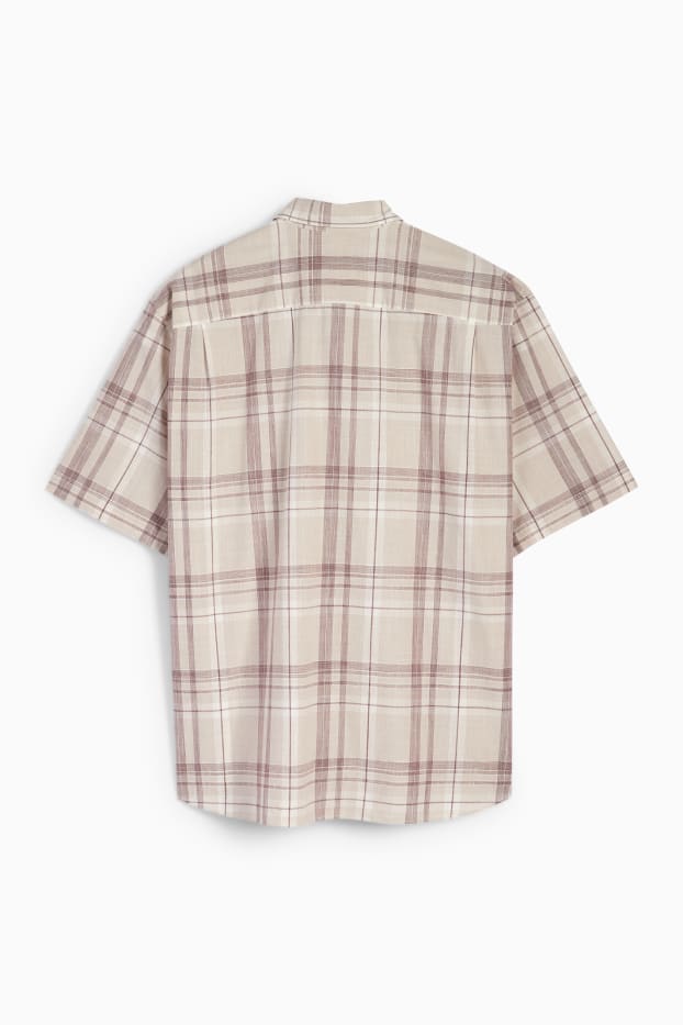 Hommes - Chemise - regular fit - col kent - à carreaux - beige