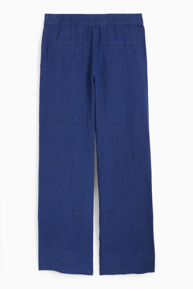 Dona - Pantalons de lli - high waist - wide leg - blau