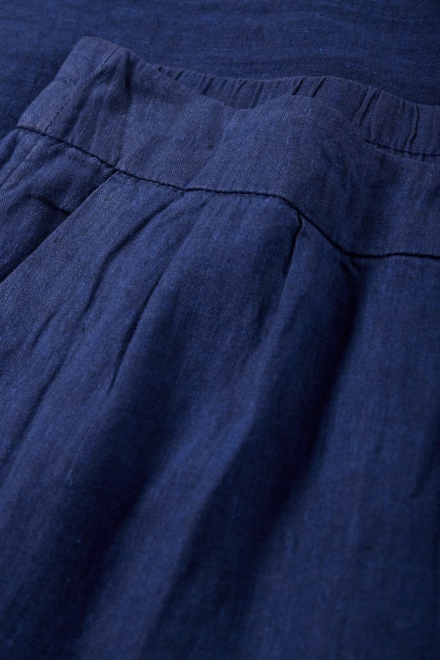 Dona - Pantalons de lli - high waist - wide leg - blau