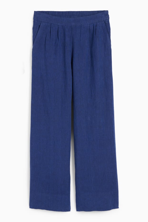 Dona - Pantalons de lli - high waist - wide leg - blau