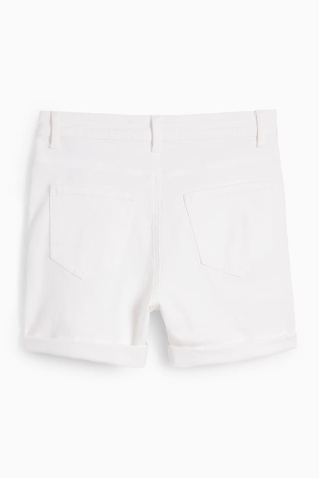 Dona - Texans curts - high waist - blanc trencat