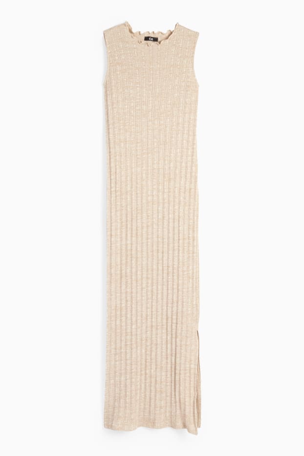 Damen - Kleid mit Schlitz - hellbeige