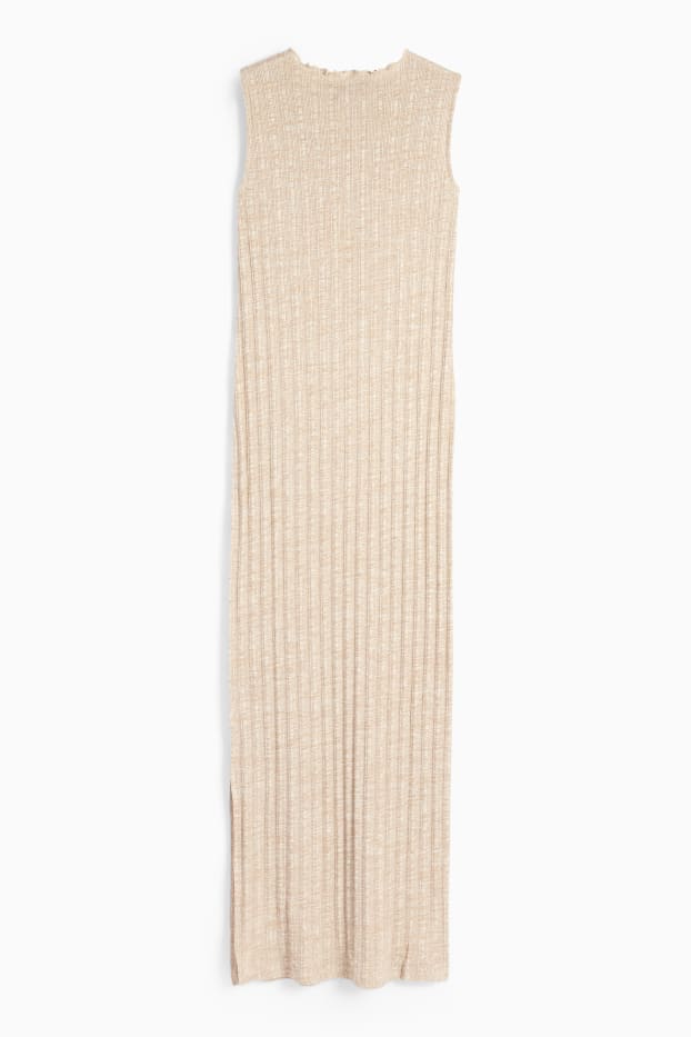 Damen - Kleid mit Schlitz - hellbeige