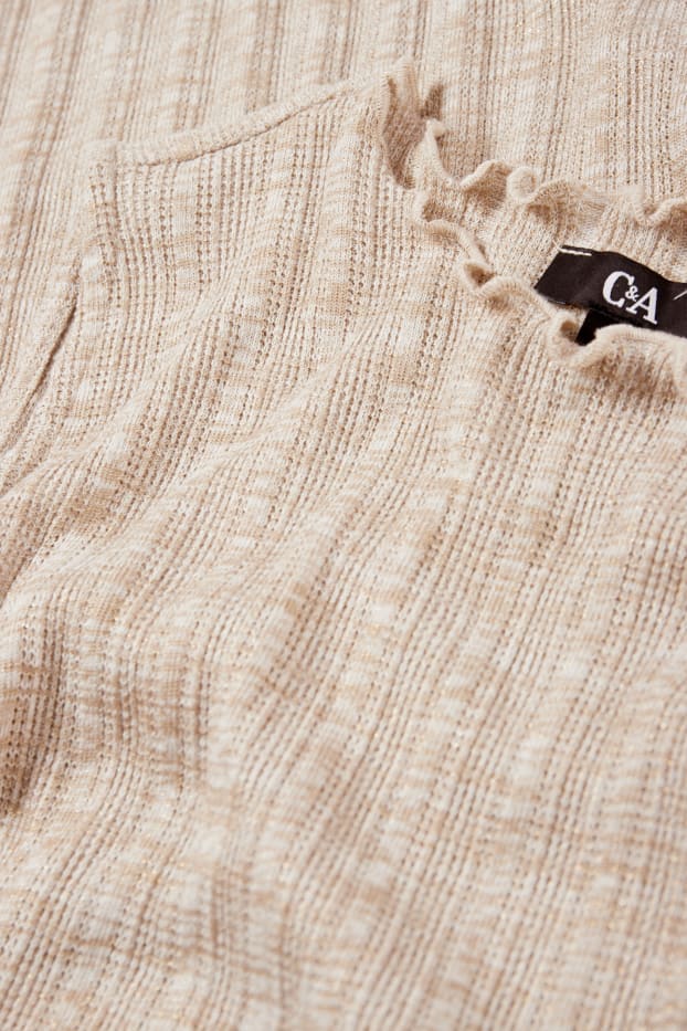 Damen - Kleid mit Schlitz - hellbeige