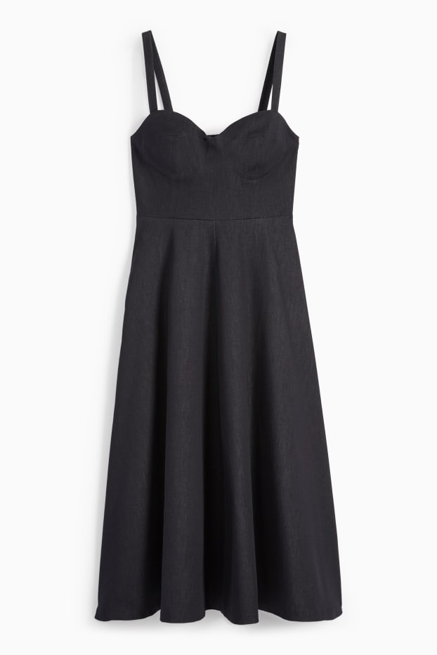 Women - Fit & flare dress - denim look - dark blue