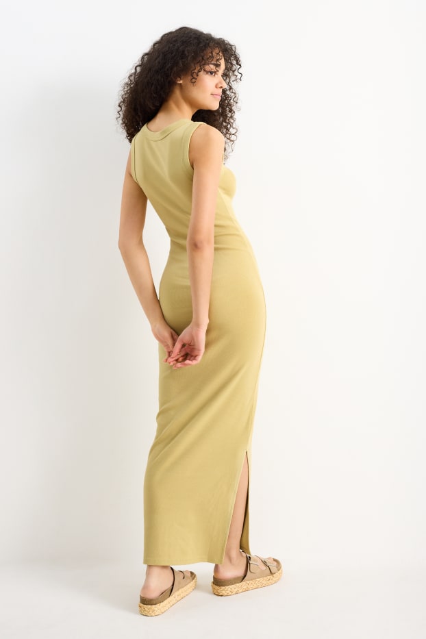 Femei - Rochie care evidențiază silueta - galben muștar