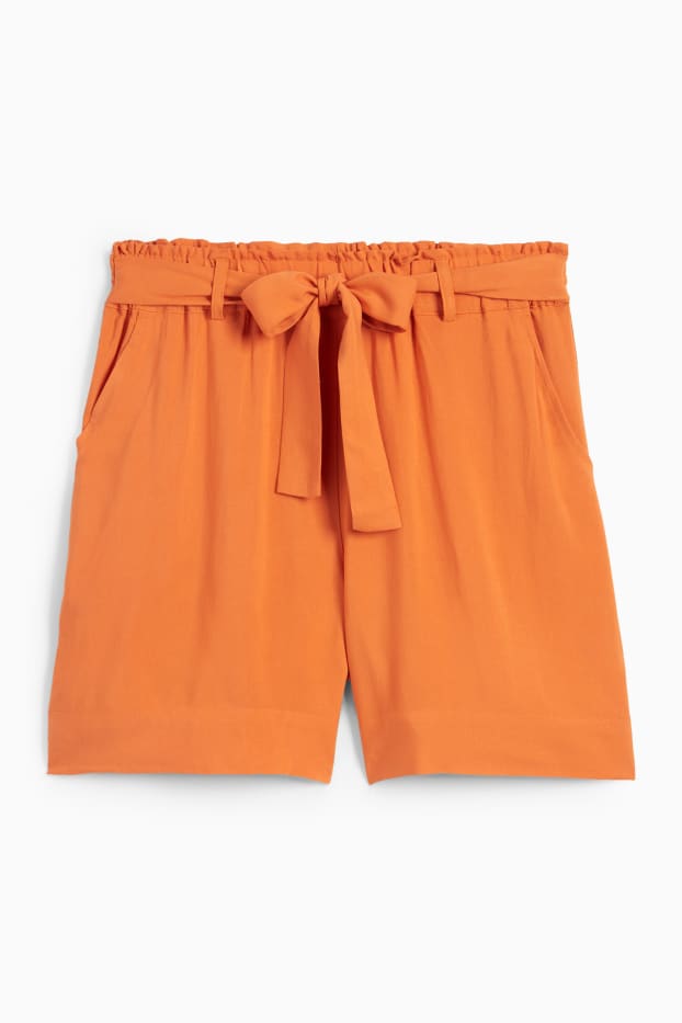 Women - Shorts - mid-rise waist - dark orange