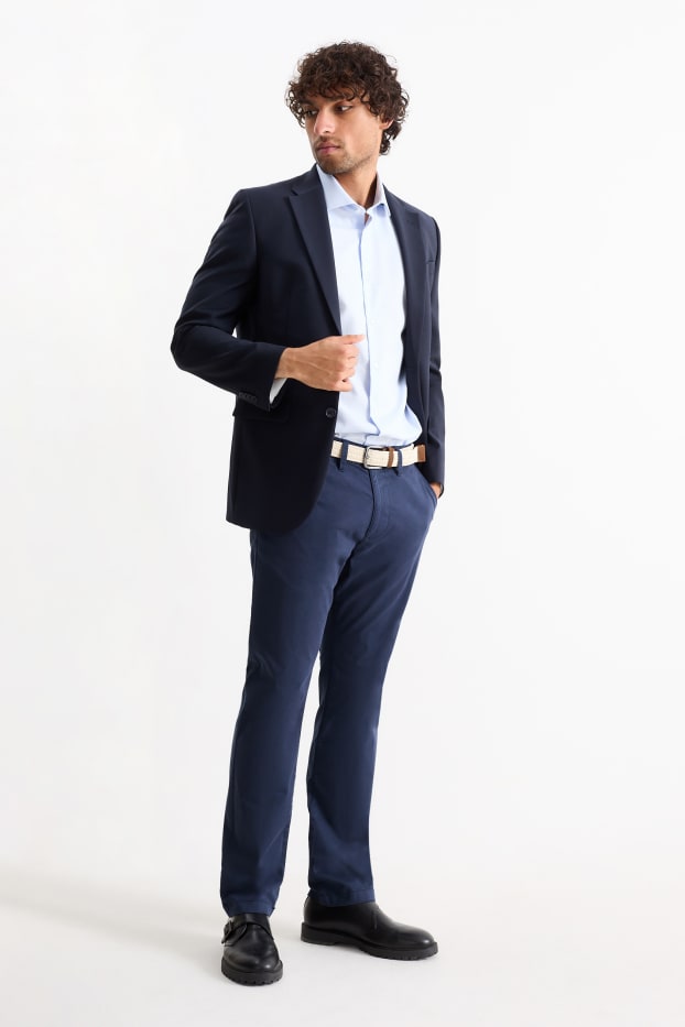 Herren - Chino mit Gürtel - Regular Fit - dunkelblau