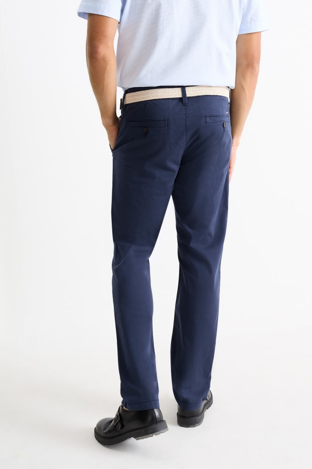 Herren - Chino mit Gürtel - Regular Fit - dunkelblau