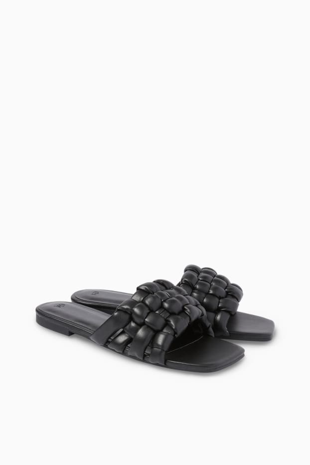 Damen - Sandalen - Lederimitat - schwarz