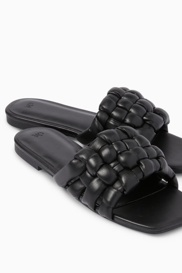 Damen - Sandalen - Lederimitat - schwarz