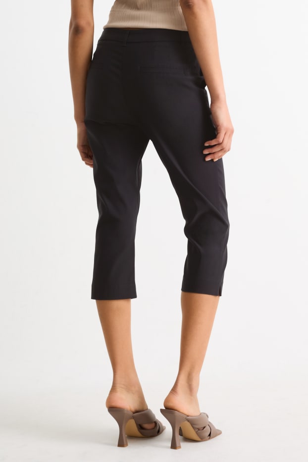 Damen - Caprihose - Mid Waist - Slim Fit - schwarz