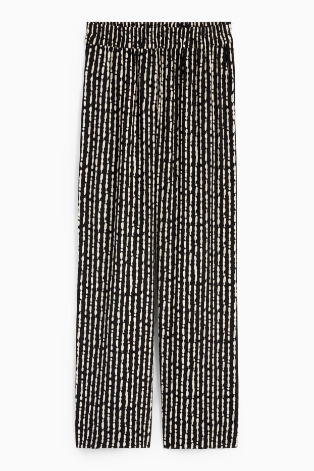 Mujer - Pantalón de tela - high waist - wide leg - estampado - negro