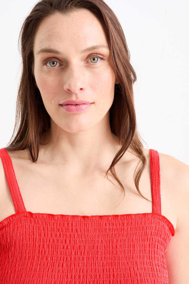 Dona - Samarreta sense mànigues - de punt de niu d'abella - vermell