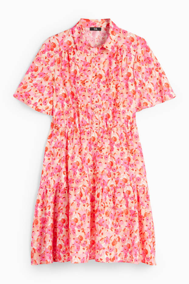 Dona - Vestit camiser - de flors - taronja