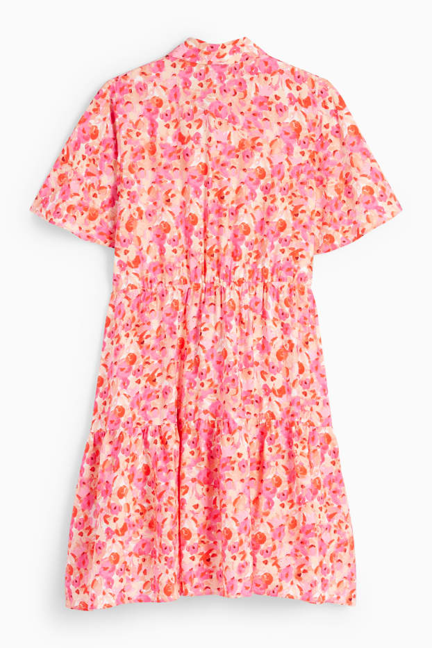 Dona - Vestit camiser - de flors - taronja