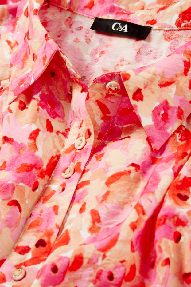 Dona - Vestit camiser - de flors - taronja