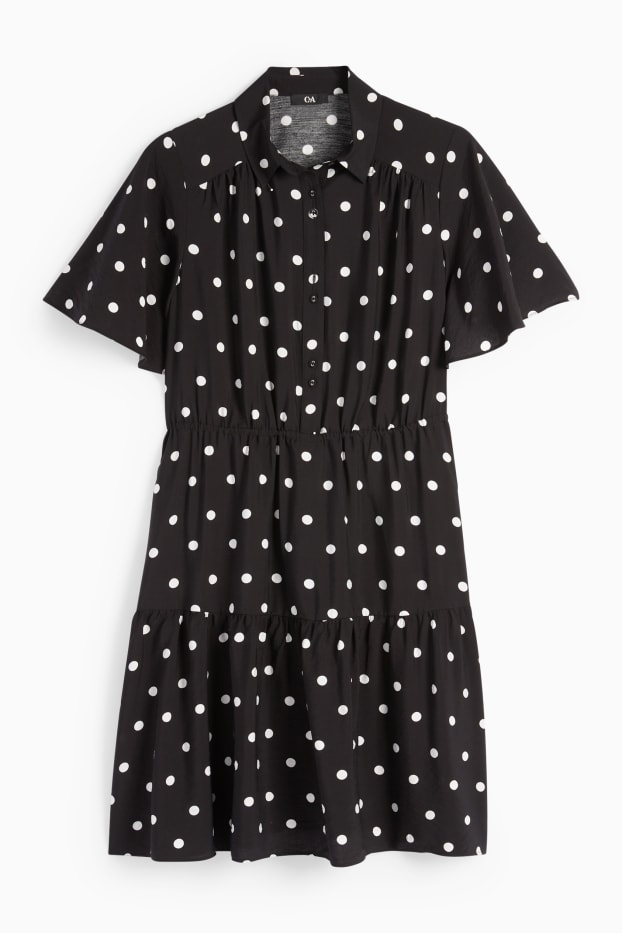 Women - Shirt dress - polka dot - black