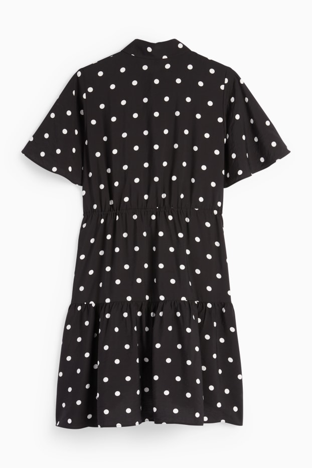 Women - Shirt dress - polka dot - black