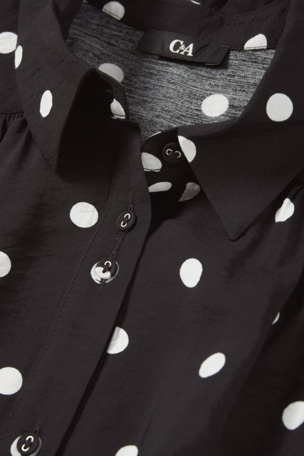 Women - Shirt dress - polka dot - black