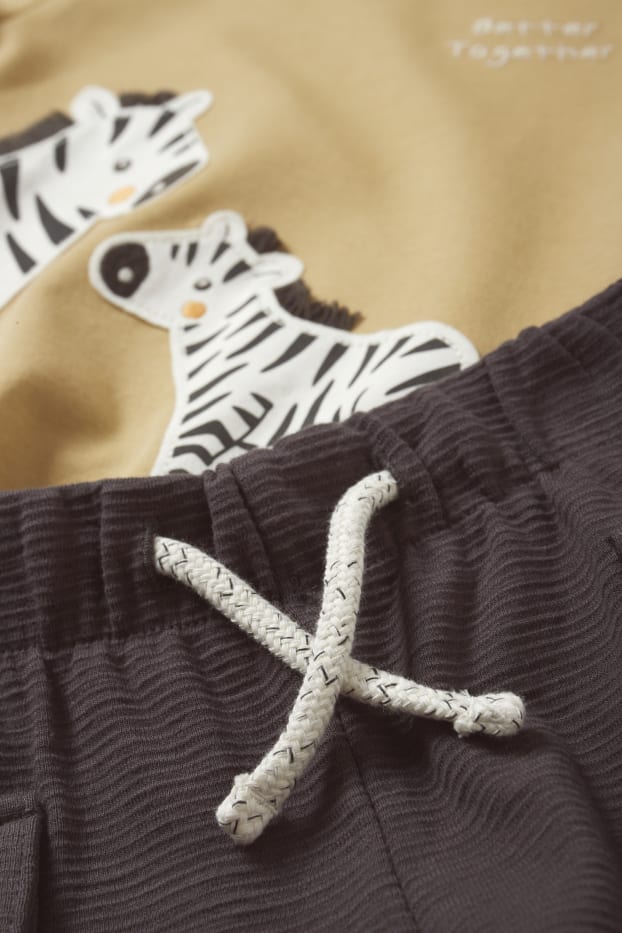 Baby Jungen - Zebra - Baby-Outfit - 2 teilig - hellbraun