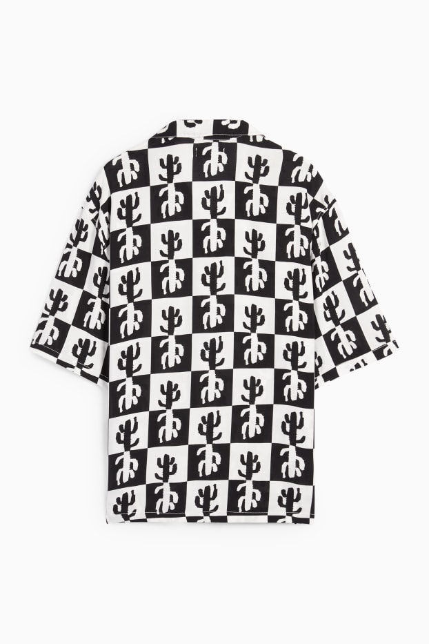 Bărbați - Cămașă - relaxed fit - guler cu rever - negru
