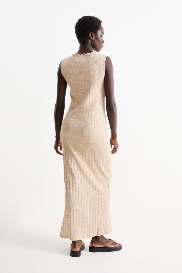 Damen - Kleid mit Schlitz - hellbeige