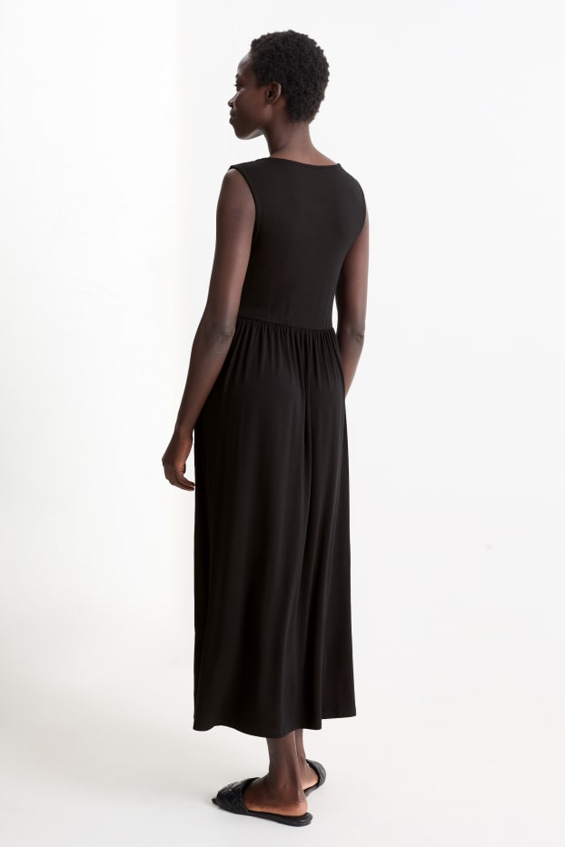 Damen - Basic-Viskose-Kleid - schwarz