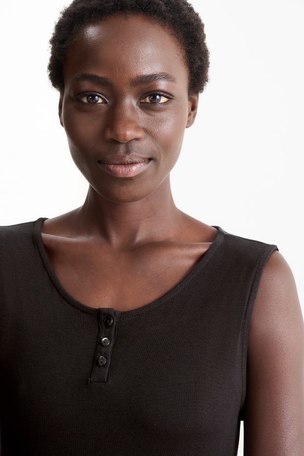 Damen - Basic-Viskose-Kleid - schwarz