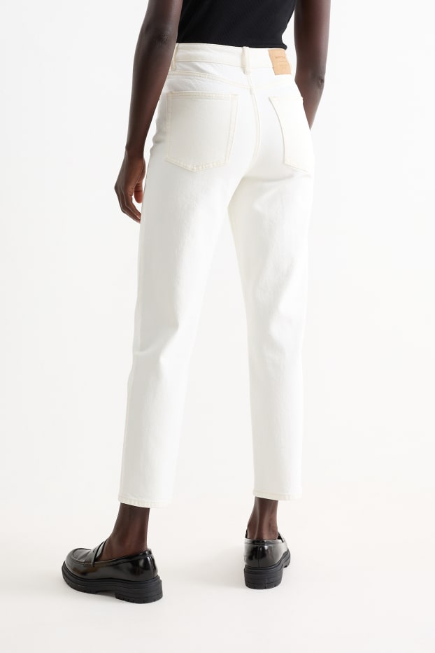 Dámské - Mom jeans - high waist - krémově bílá