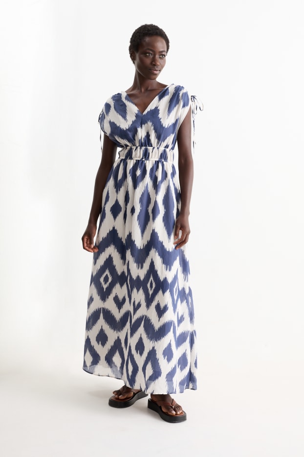 Women - A-line dress - patterned - blue