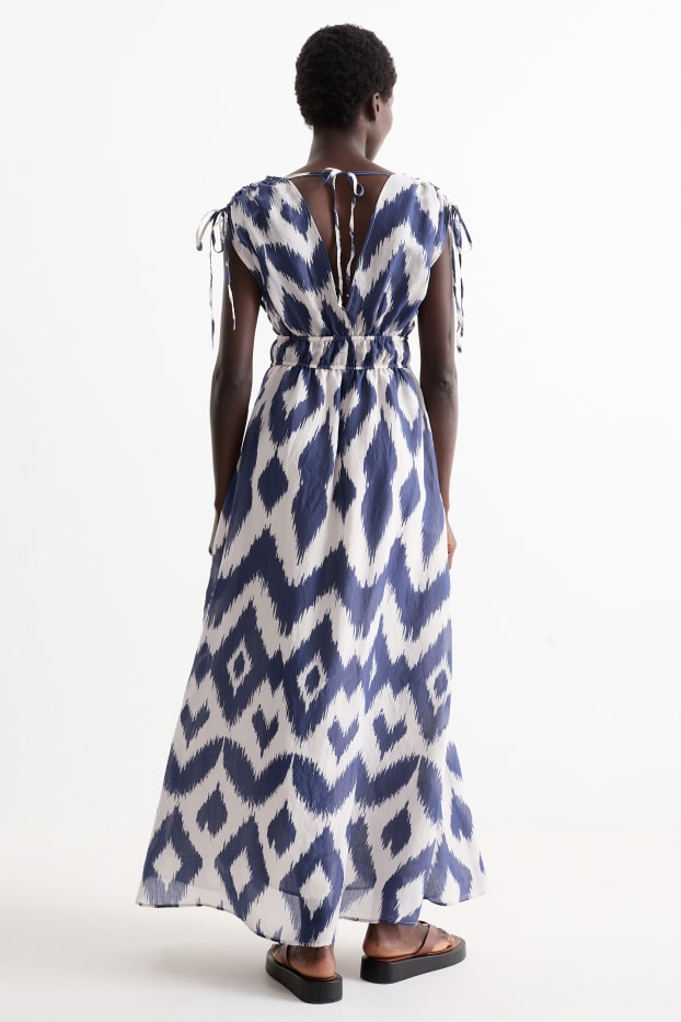 Women - A-line dress - patterned - blue