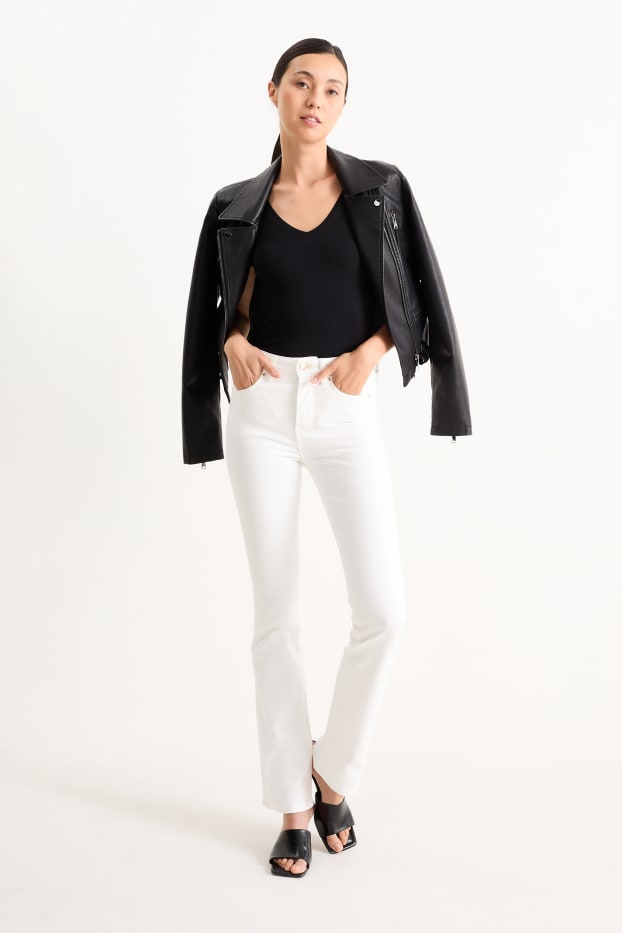 Dames - Bootcut jeans - mid waist - LYCRA® - crème wit