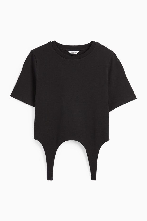 Damen - Crop T-Shirt - schwarz
