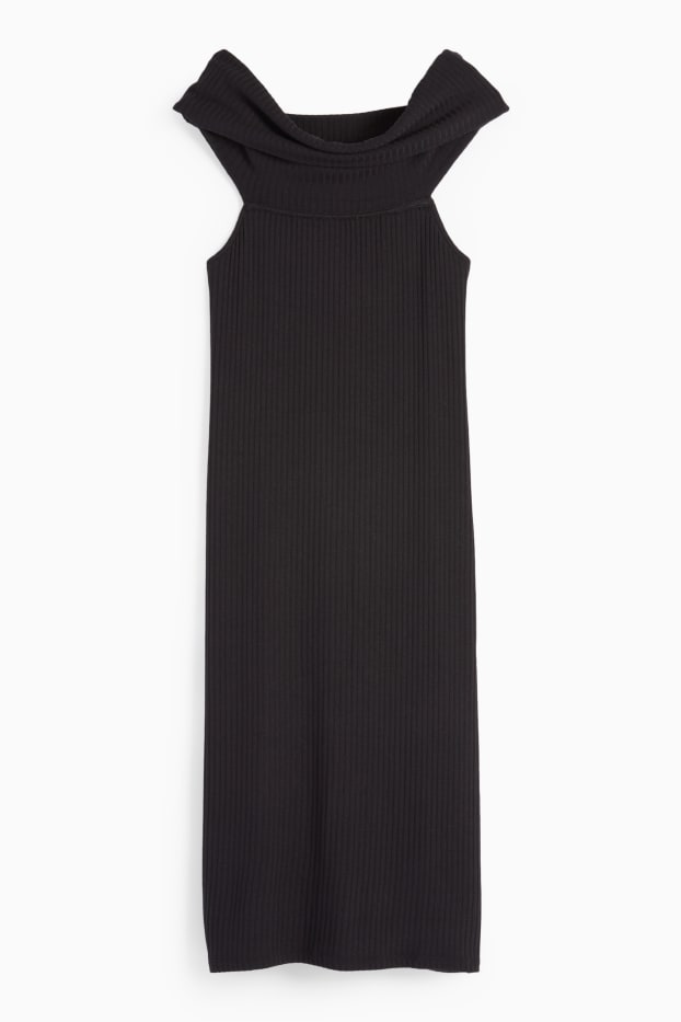 Femmes - Robe en maille Carmen moulante - noir