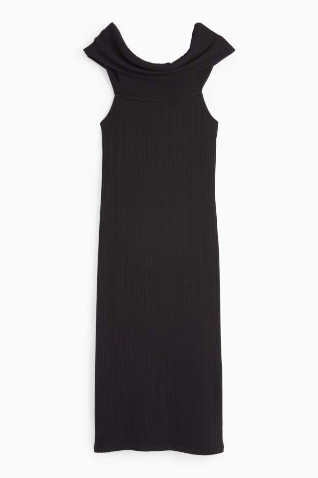 Femmes - Robe en maille Carmen moulante - noir