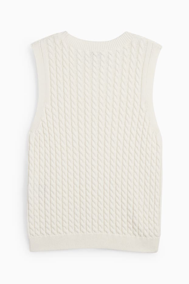 Femei - Vestă pulover - cu torsade - alb-crem