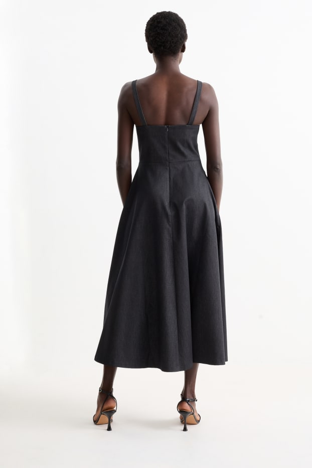 Women - Fit & flare dress - denim look - dark blue
